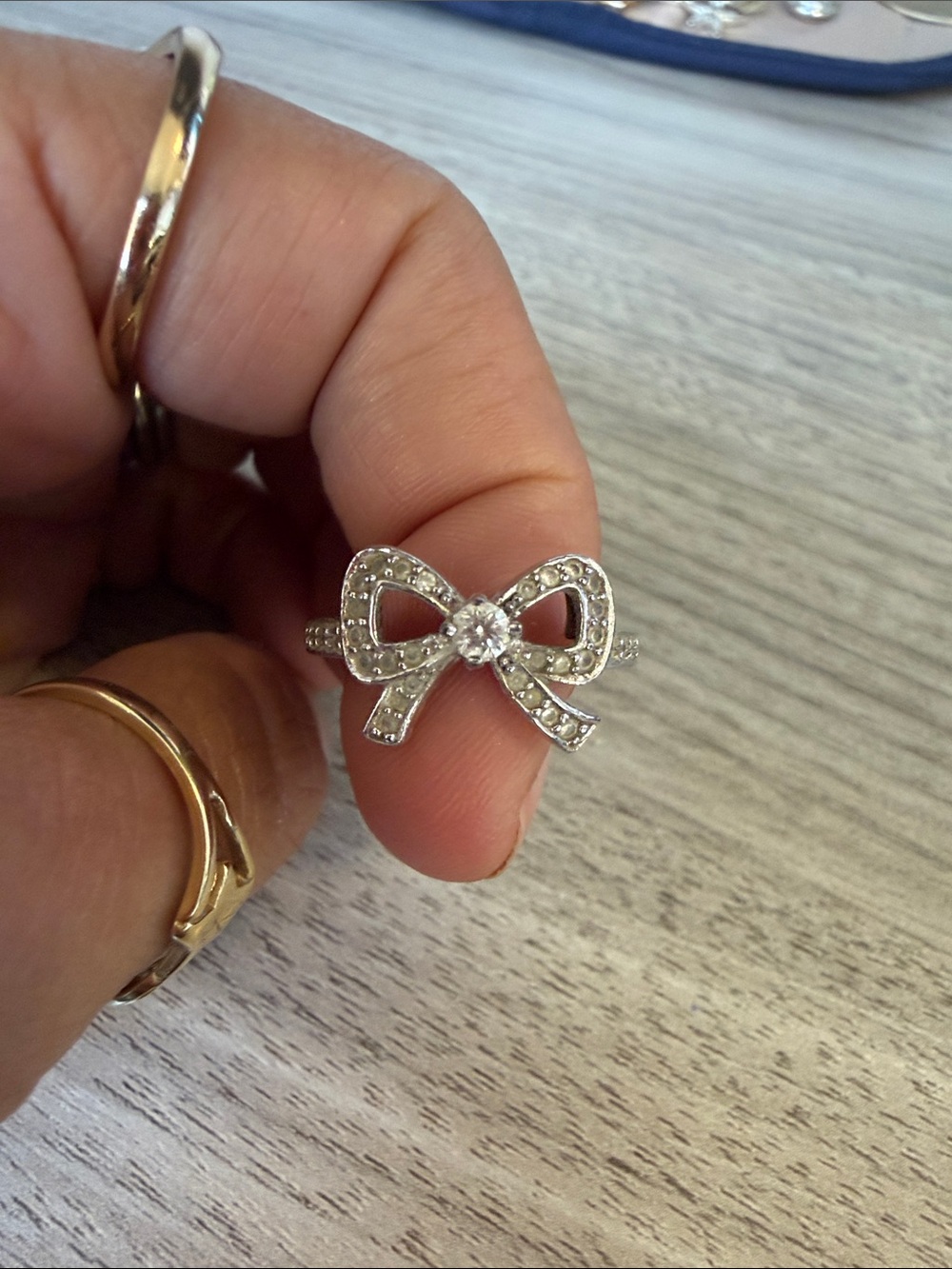 Crystal Bow Ring in Silver-Tone - Women Jewelry